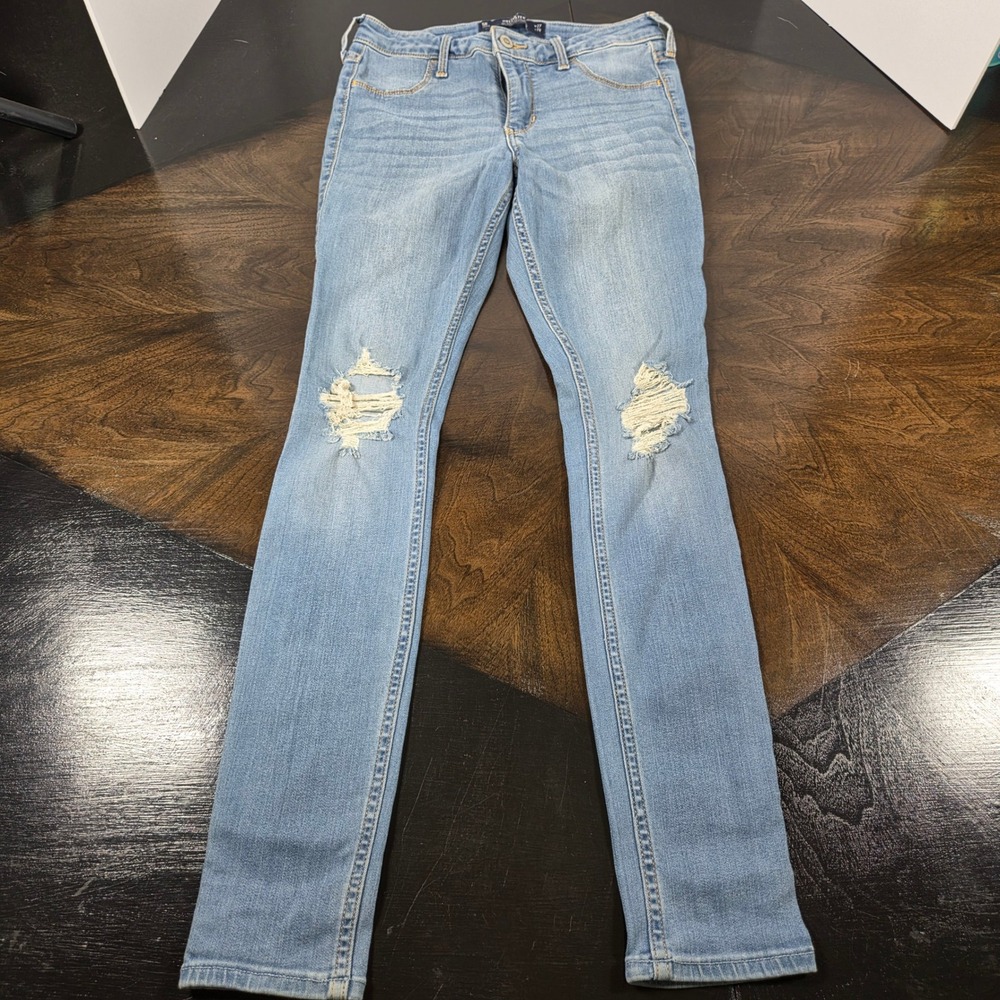 Hollister Womens Mid-Rise Jean Legging Light Wash Distressed Skinny Jeans 5R W27